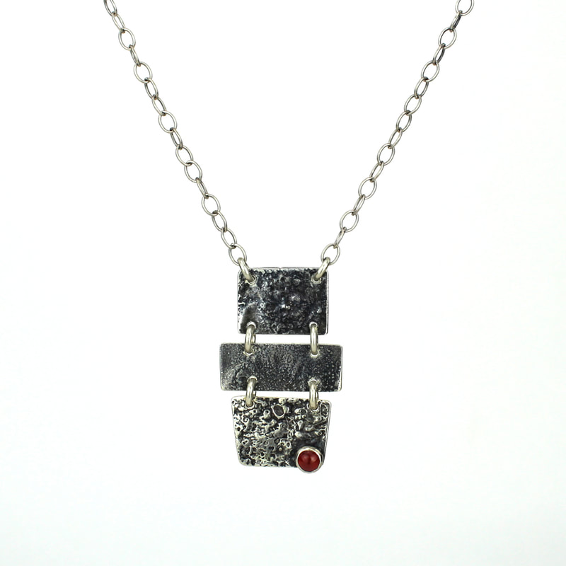 Reticulated and Oxidized Sterling Silver 3-Tier Necklace